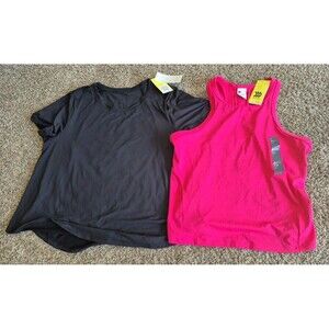 NWT All In Motion Women's XL Activewear Set: Black T-Shirt & Pink Tank Top